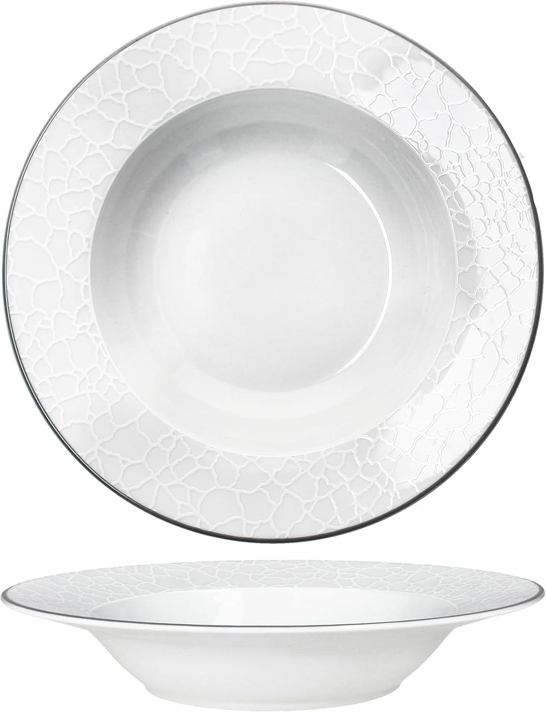 MamboCat 6er Set Venedig Suppenteller I 150ml, Ø21,5cm I weisses elegantes Porzellan Geschirr I 6 Pe