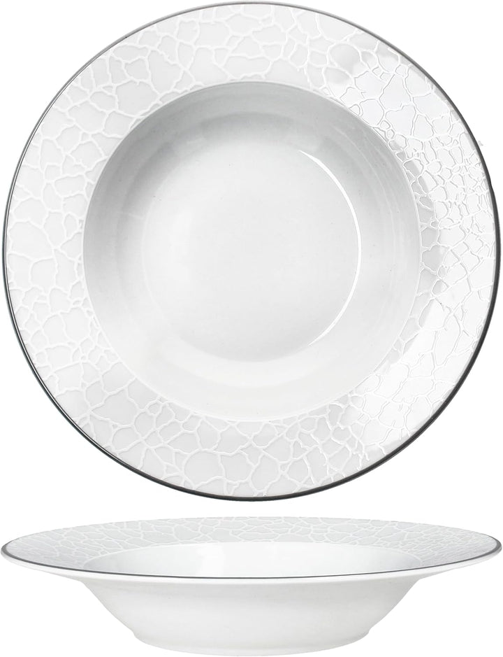 MamboCat 6er Set Venedig Suppenteller I 150ml, Ø21,5cm I weisses elegantes Porzellan Geschirr I 6 Pe
