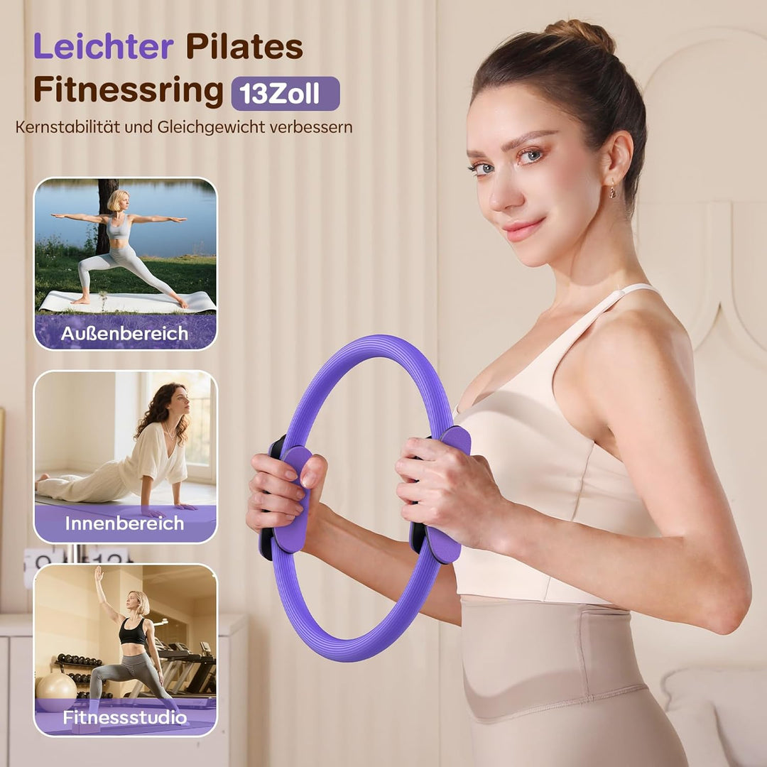 Pilates Kit 13 Stück Home Pilates Essentials Workout Kit mit 13" Ring, 10" Ball und Widerstandsbände