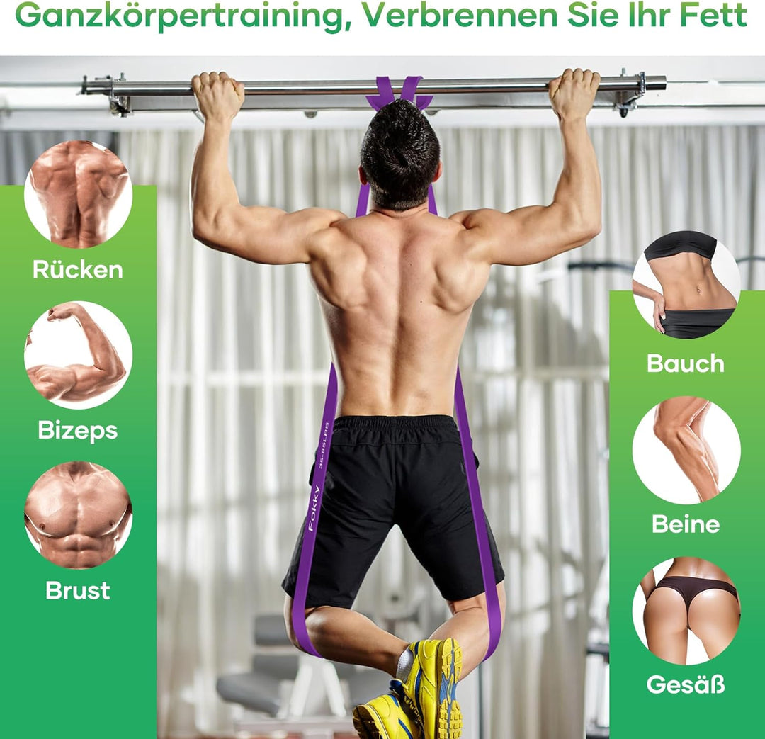 Fokky Fitnessbänder 5 Set, Widerstandsband Resistance Bands Set in 5 Stärke, Fitnessband mit Türanke