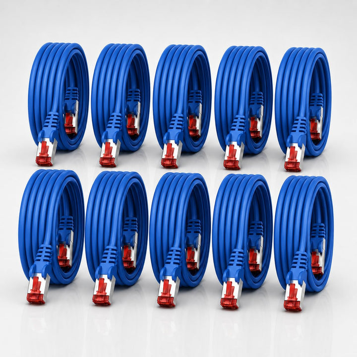 1aTTack.de Cat6 Netzwerkkabel 10 X 1m blau Ethernetkabel Lankabel Cat6 Lan Netzwerk Kabel Sftp Pimf