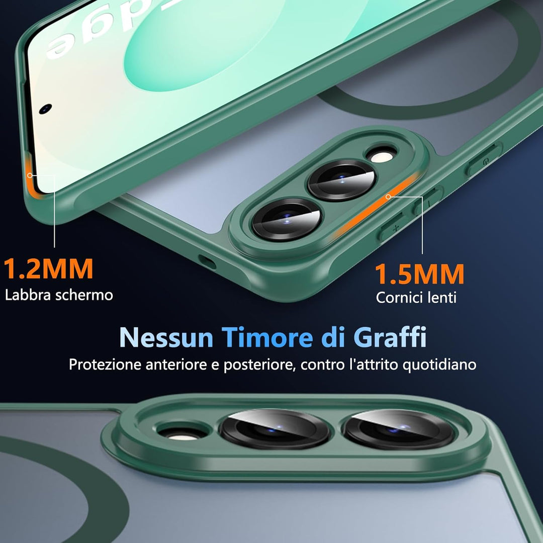 Hensinple Magnetische Schutzhülle für Samsung Galaxy S25 Edge mit gehärtetem Glas, kompatibel mit Ma