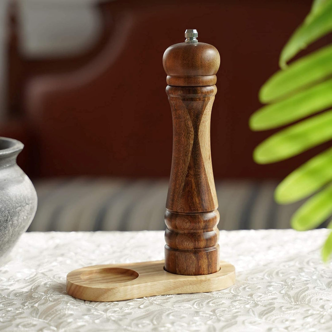 Pfeffermühle aus Akazienholz mit Keramikmahlwerk, H 21 cm 1 Stück-21cm, 1 Stück-21cm