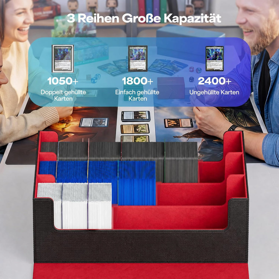 Sammelkarten-Aufbewahrungsboxen für 1800+ Karten, Premium Magnetic Deck Boxen, Leather Deck Case mit