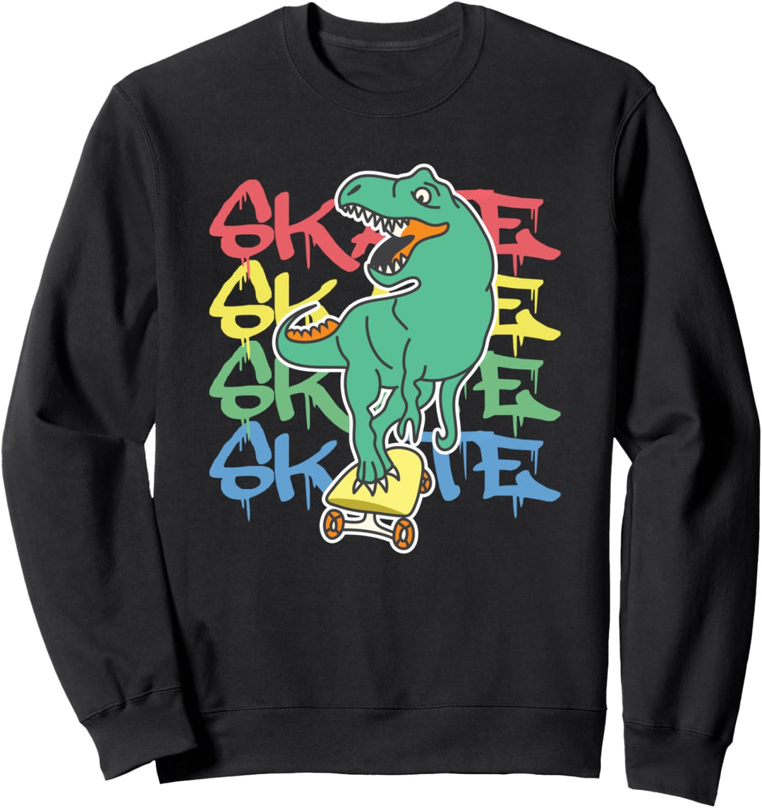 Skateboard T-Rex Skateboarding Dinosaurier Retro Skater Sweatshirt
