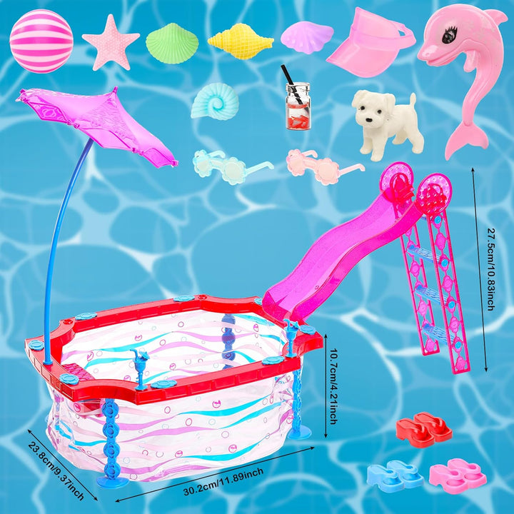 Miunana Puppen Pool Schwimmbad Puppenkleidung Kleidung Meerjungfrau Badeanzug Bikini Schwimmring Acc