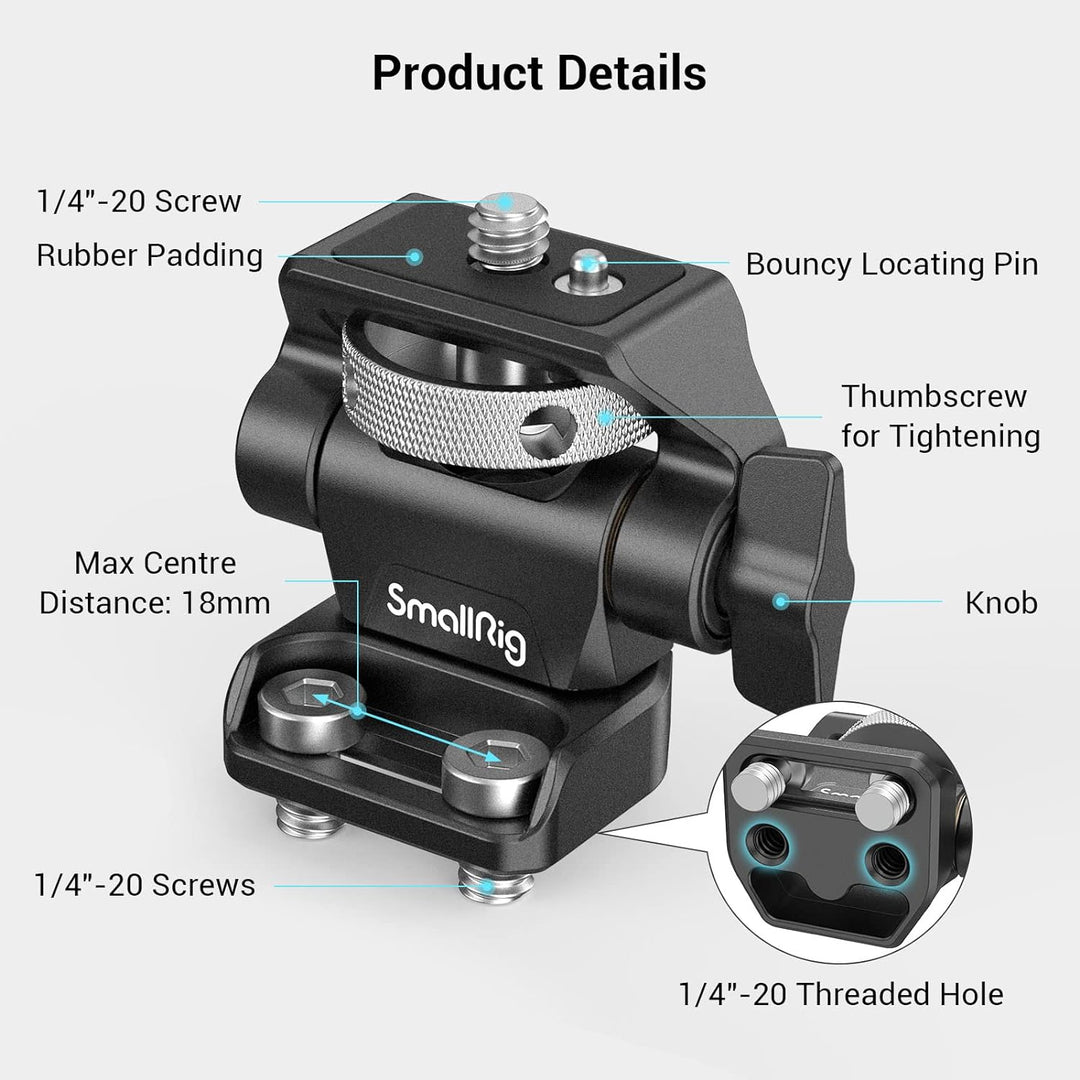 SMALLRIG Kamera Monitor Mount, Swivel 360° and Tilt 180°, Verstellbare Halterung mit 1/4"-20 Schraub