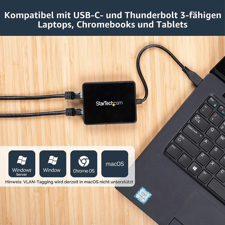 StarTech.com USB-C auf Dual Gigabit Ethernet Adapter mit USB 3.0 (Typ-A) Port - USB Typ-C Gigabit Ne