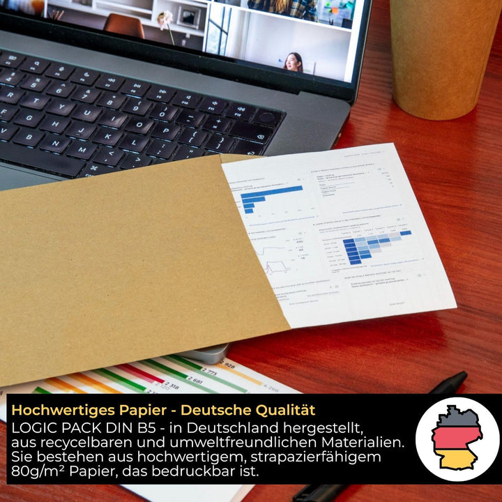 1000 Versandtaschen B5 Braun (176x250mm) 80g/m² Briefumschläge Grossbrief dla A5 Dokumente, Kuverts