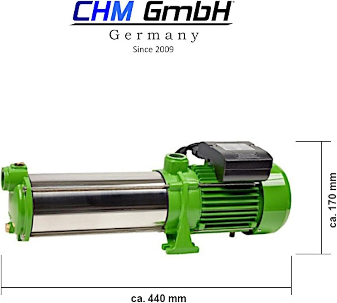 Gartenpumpe Edelstahl 2,2 Kw 11 Bar 8600 L/h Kreiselpumpe mit Drucksschalter/Trockenlaufschutz, Pump