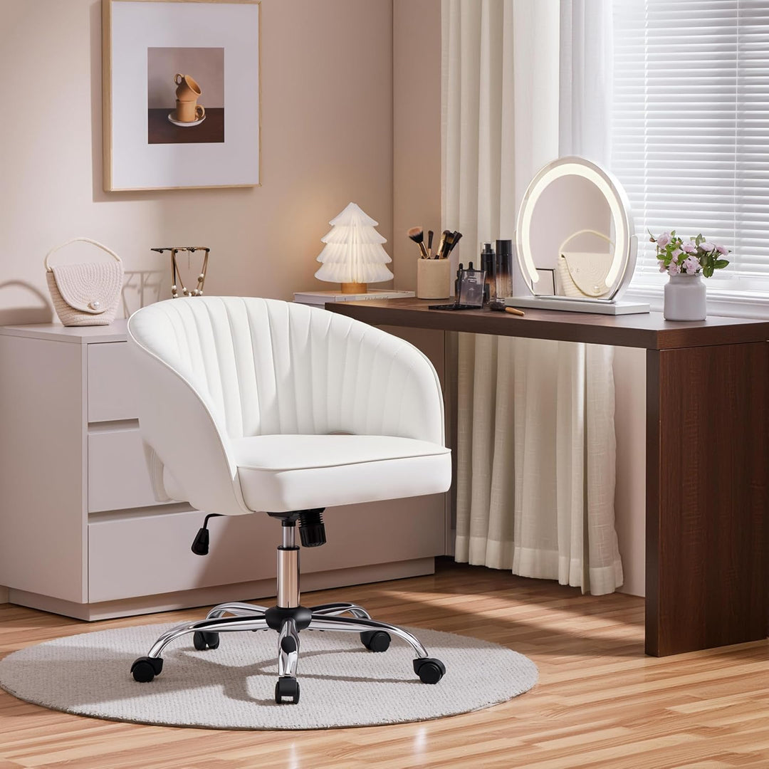 Yaheetech Bürostuhl aus Kunstleder, Ergonomischer Schreibtischstuhl mit Armlehnen, Drehstuhl mit Rol