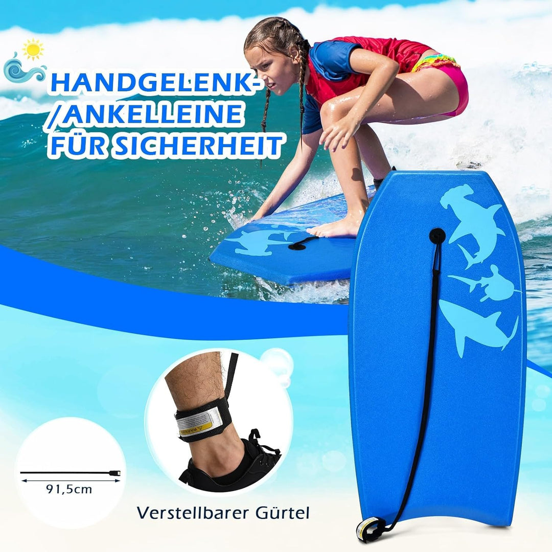 GYMAX Surfbrett, Schwimmbrett mit Zugseil &amp; EPS Schaumstoff-Kern, Bodyboard Surfboard für Kinder &amp; E