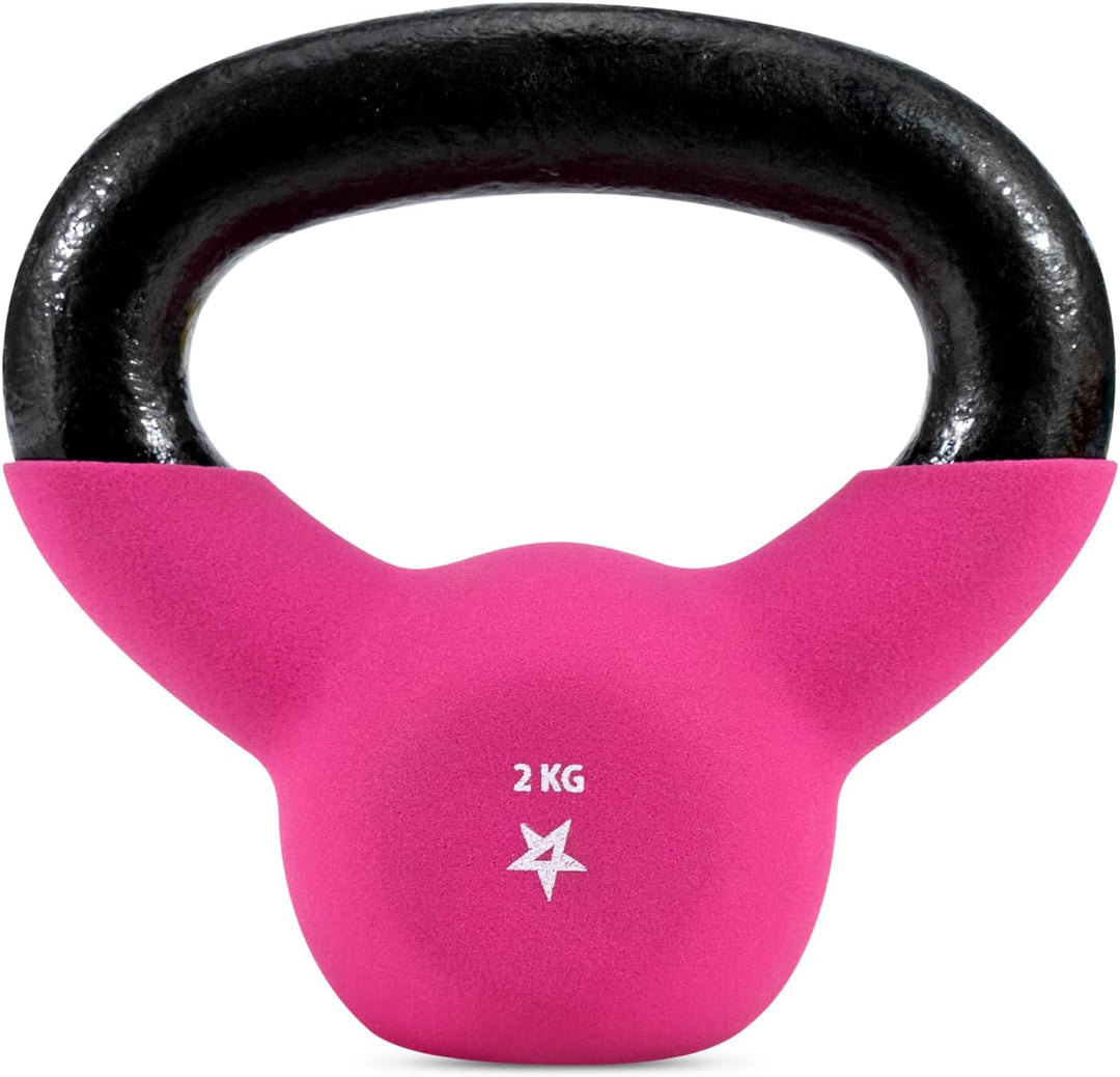 Yes4All 2-20kg Kettlebell aus Gusseisen mit Neopren Beschichtung, Mehrfarbige Kettlebells, Schwungha