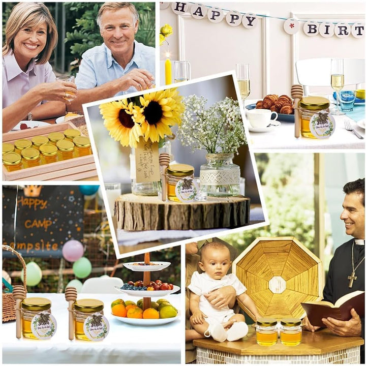 30er Mini Honiggläser 45ml Set, Gastgeschenke Hochzeit, Honiggeschenke für Muttertag, Konfirmation,