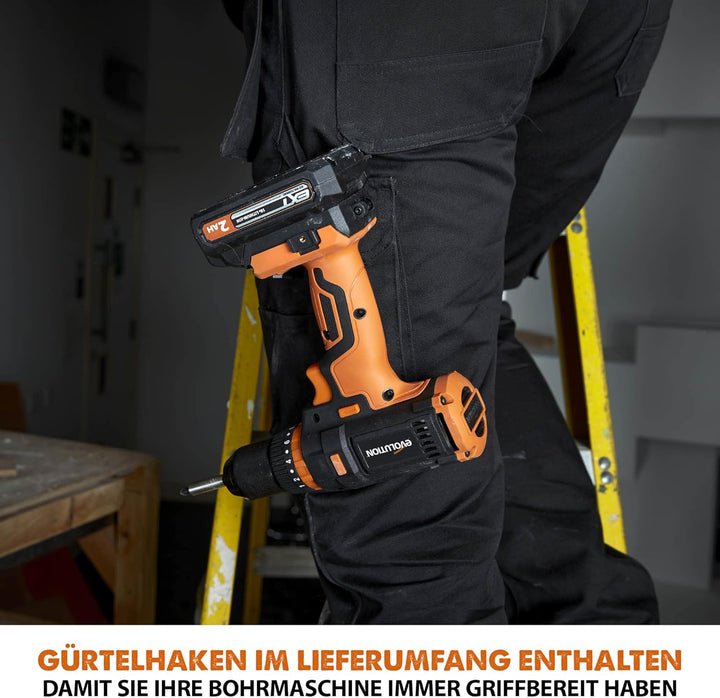 Evolution Power Tools R13CMB-Li Akku-Bohrmaschine mit variabler Drehzahl und Gürtelclip Akku-Bohrmas
