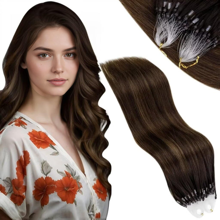 Vivien Remy Extensions Microring Echthaar Braun Microrings Extensions Echthaar Balayage Dunkelstes B