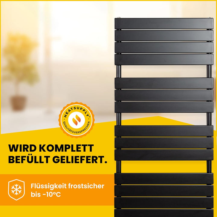 HEATSUPPLY Design Handtuchheizkörper elektrisch 1.222 x 600 Paneel Badheizkörper elektrisch mit Ther
