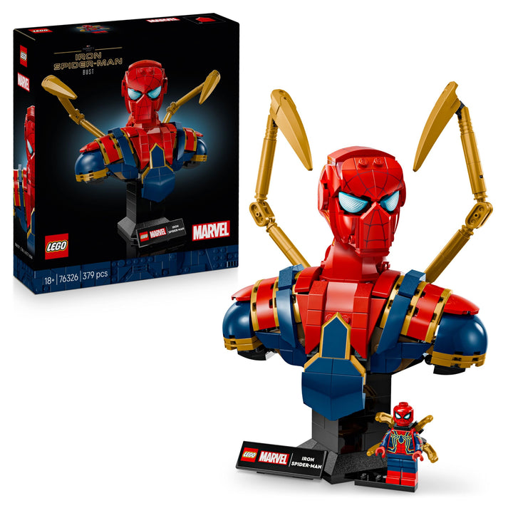 LEGO | Marvel Iron Spider-Man Büste - Modellbau für Erwachsene - inkl. 2 beweglichen Armen, drehbare