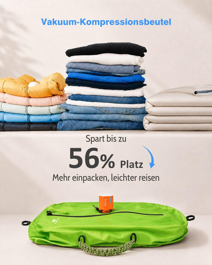Zurligi Vakuumbeutel Reise Set mit Pumpe, wiederverwendbar, reissfestes Nylon, wasserdichter Vakuum-
