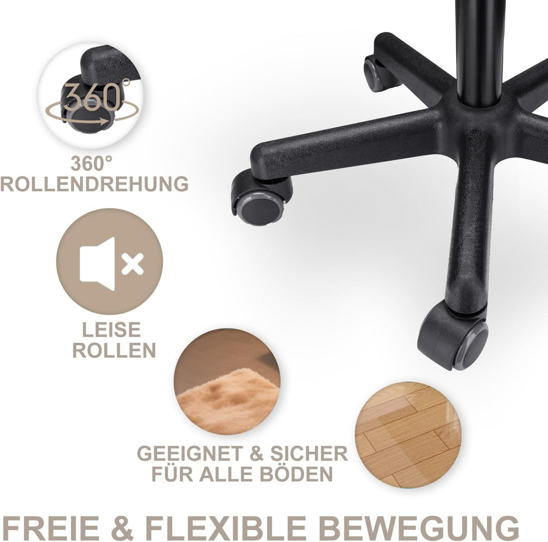Zedelmaier Rollhocker höhenverstellbar, Bürohocker mit Gummirollen, 360° drehbar Hocker mit Rollen &amp;