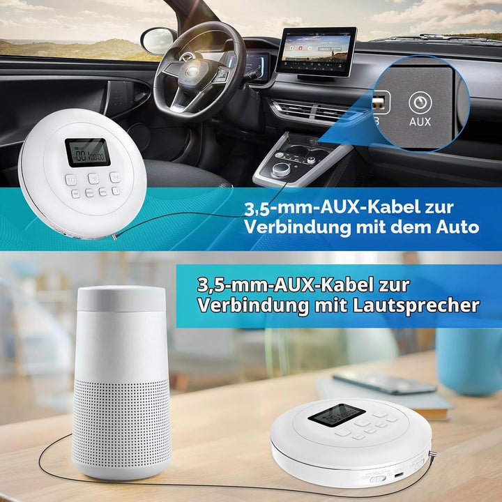 Gueray Tragbarer CD-Player CD Spieler Persönliche CD Player mit Kopfhörer LCD Display Anti-Skip Schu