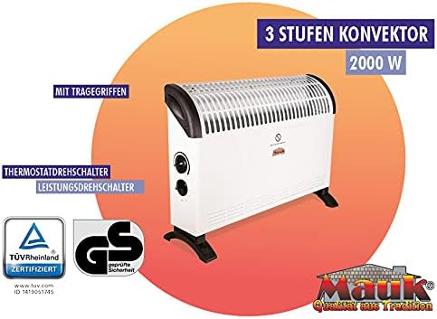 MAUK® Elektroheizung Steckdosenheizung | Frostwächter mit Thermostat 3 Stufen Konvektor | Heizgerät