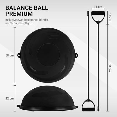 MSPORTS Balance Ball Trainer Premium | Gymnastikball + Expander & Pumpe - beidseitig nutzbar | Balan