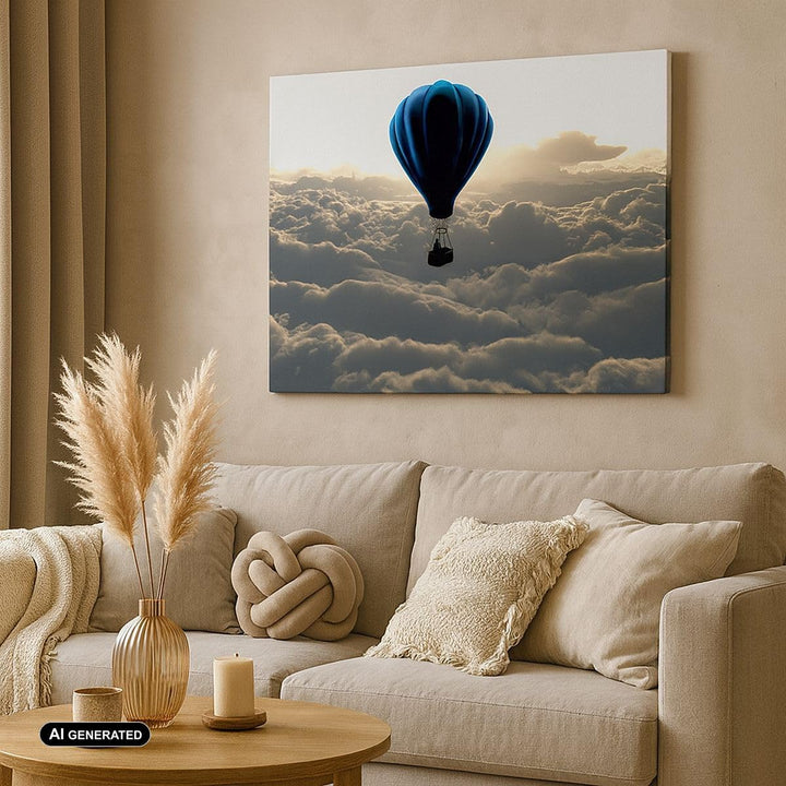 Bilder auf Leinwand 100x70cm Leinwandbild mit Rahmen Wolke Ballon Himmel Gross Wanddeko Bild Schlafz