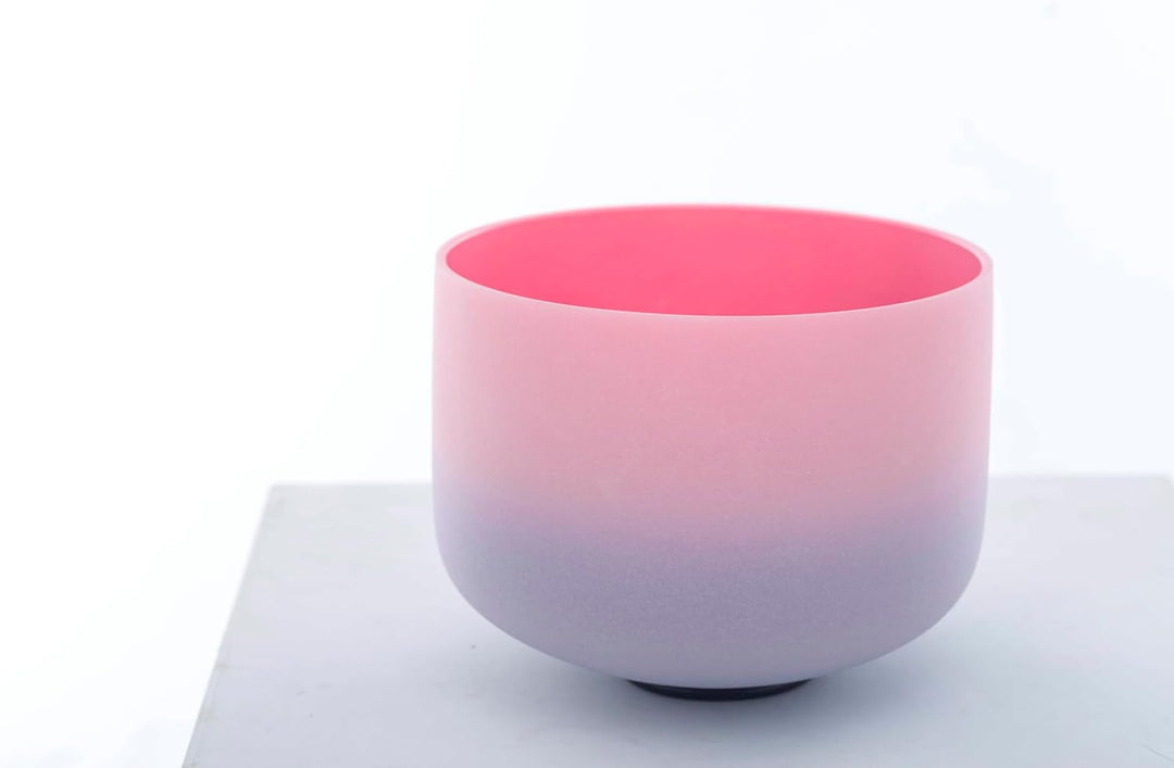KVKA Crystal Singing Bowl, 432Hz 8 Inch F note Heart Chakra Quartz Frosted Sound Healing Bowl Instru