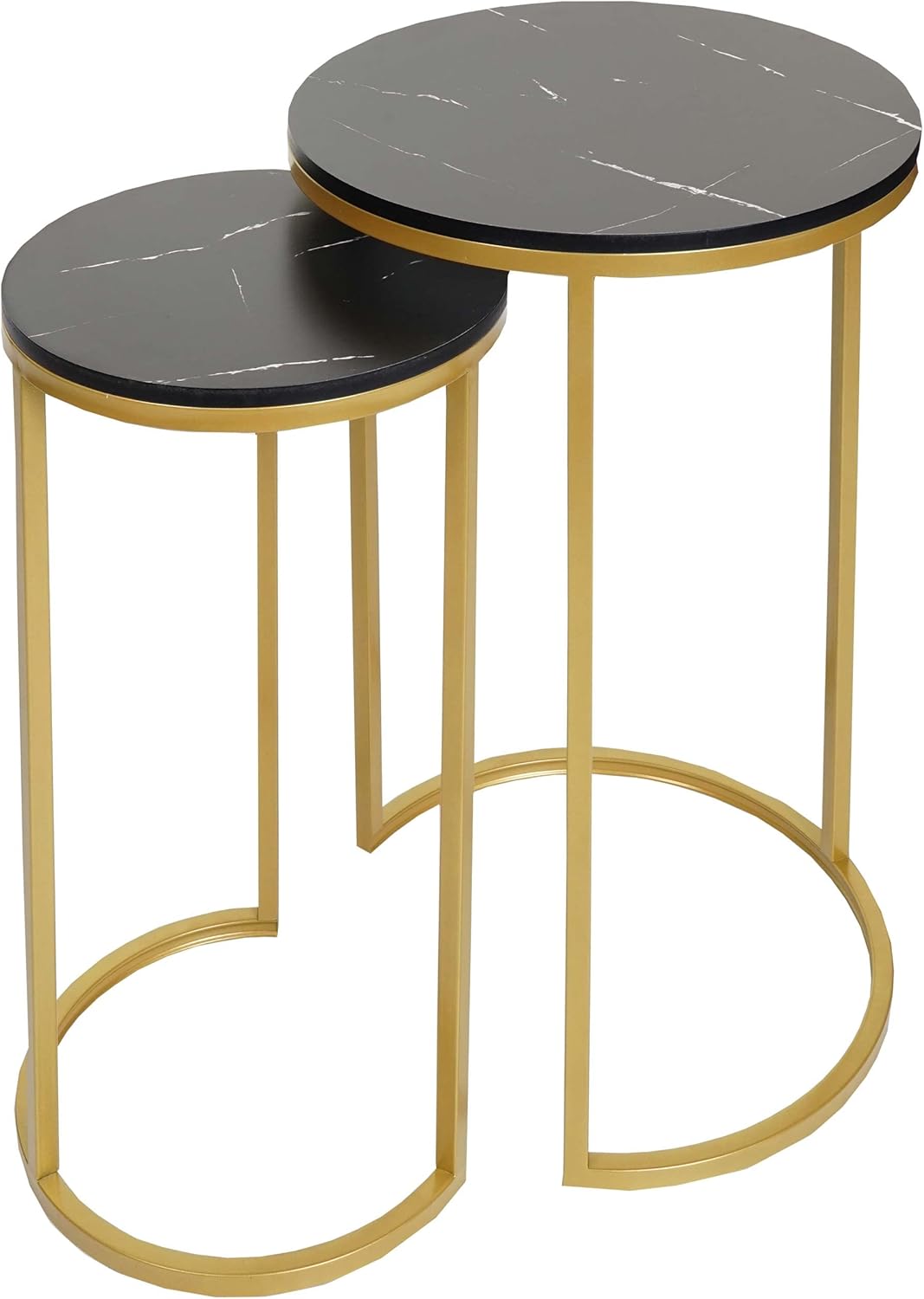 Mendler 2er-Set Beistelltisch HWC-K46, Kaffeetisch Nachttisch Loungetisch, Marmor-Optik MVG-Zertifiz