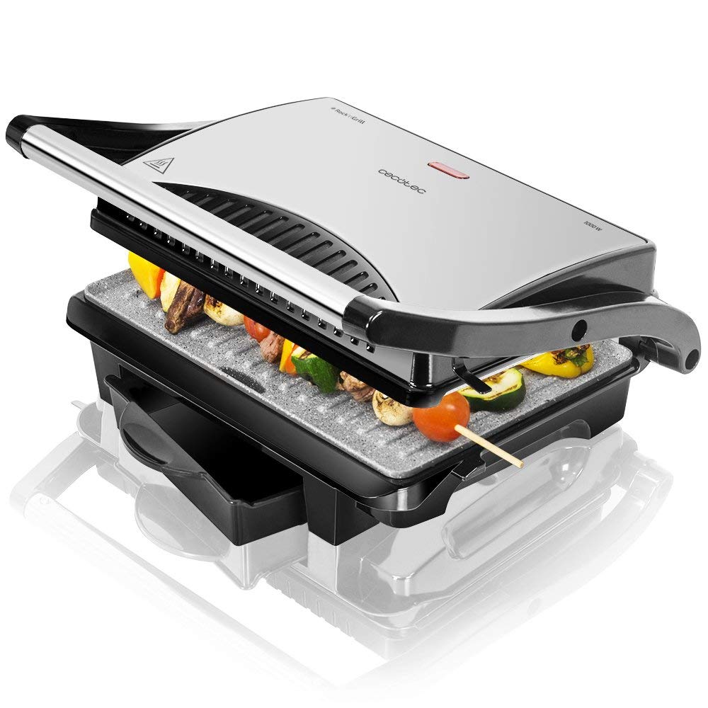 Cecotec Rock´n Grill 1000 W. Elektrischer Grill, RockStone Antihaftbeschichtung, 1000 W, 25,5 x 29,5