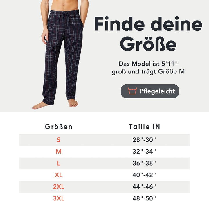 FM London 2er-Pack Pyjama für Herren - Leichte Herren-Pyjamahose, Loungewear und Nachtwäsche, S Mari