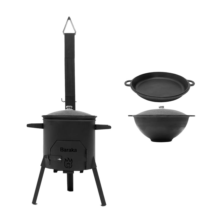 Utschak M Feuerofen Set inkl. 12 Liter Kazan & Pfanne Ø 41 cm Uchag Grillen & Kochen mit Outdoorküch