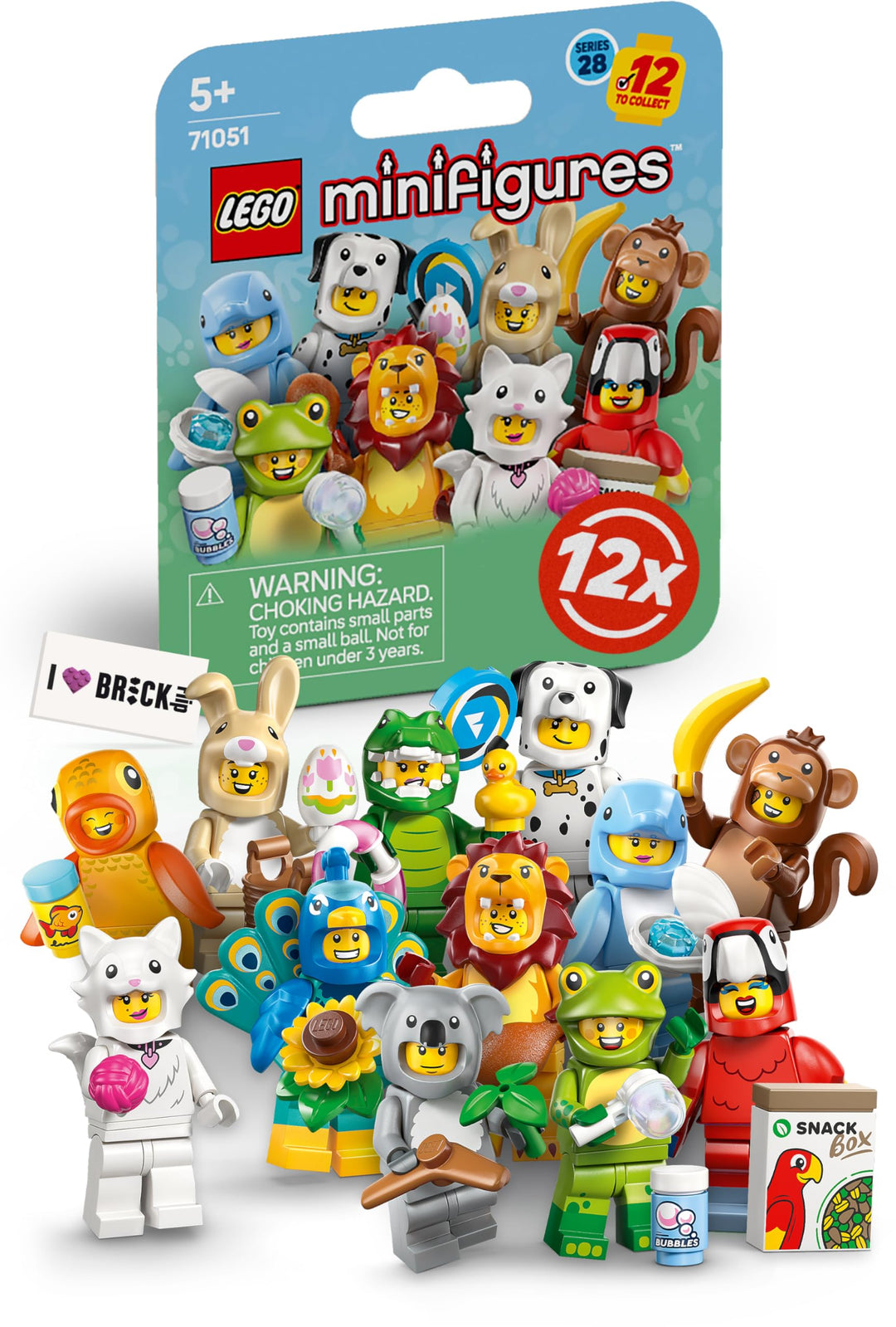 Lego Minifiguren Serie 28 mit 12 Figuren: Komplett-Set der Lego Minifiguren Serie 71051 Tiere (inkl.