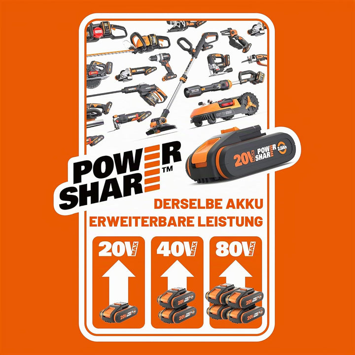 WORX WX820.9 Multifunktionsschleifer – Schleifen ohne Staub – Elektrische 20V Schleifmaschine – Powe