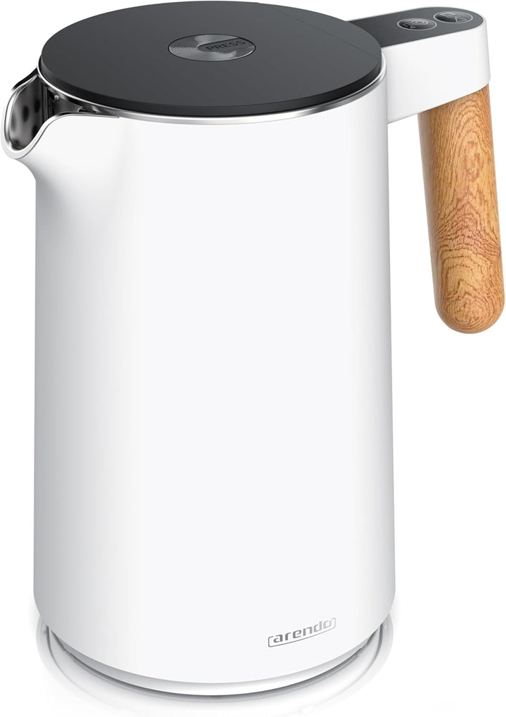 Arendo - Wasserkocher mit Temperatureinstellung - Edelstahl - 45-100 Grad - 1.5 Liter - Doppelwand -