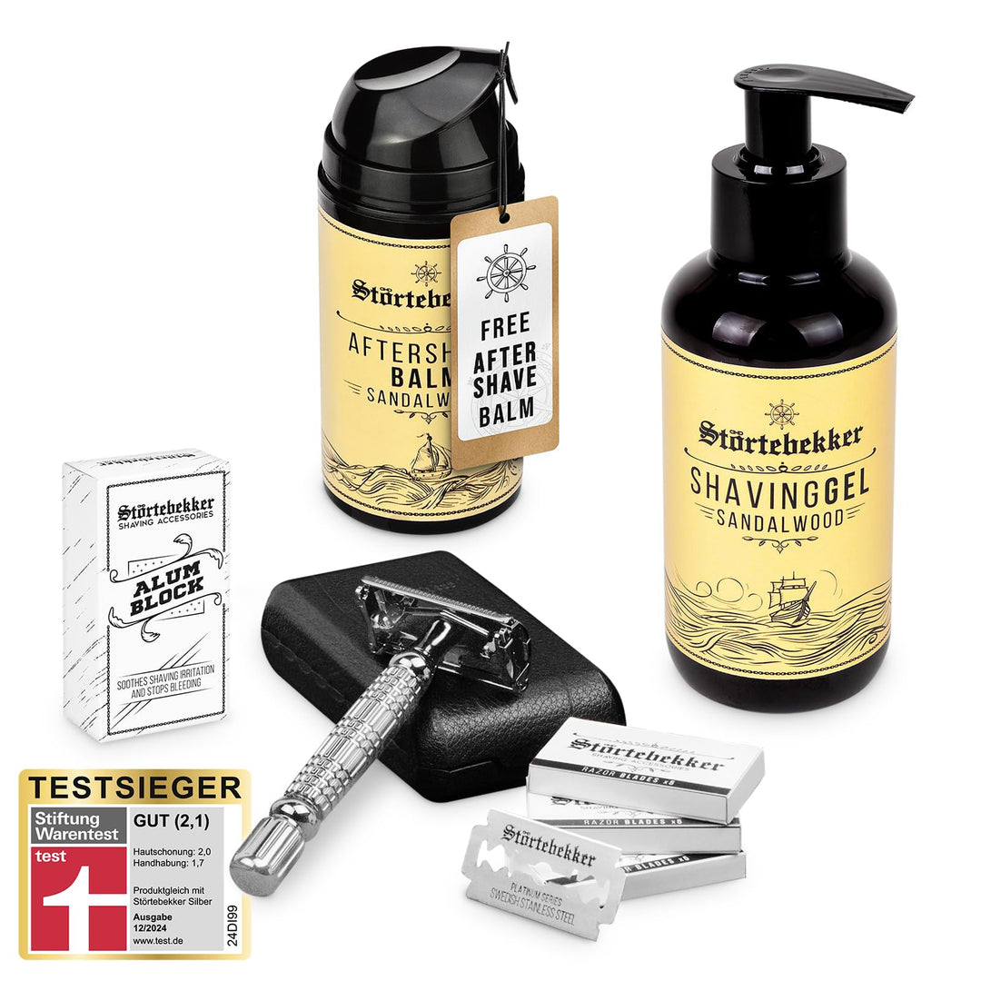 NEU: Störtebekker® Premium Rise 'N Shine Shaving Set - Rasierset für Herren - mit Rasierhobel (Silbe