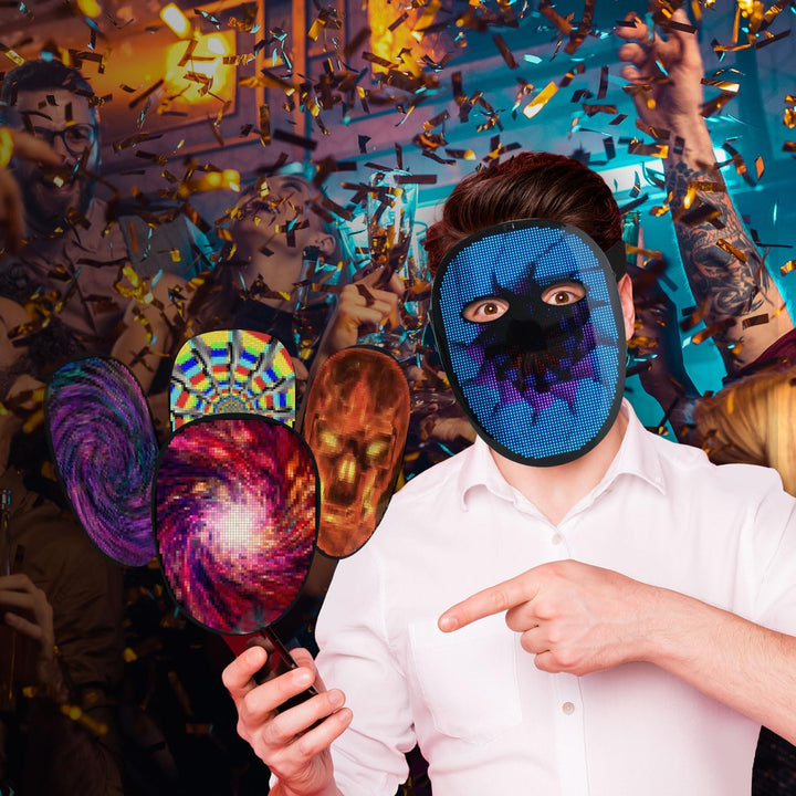 megoo Led Maske mit Bluetooth Programmierbar,Led Masken mit Gestenerkennung,Led Leuchtende Maske für