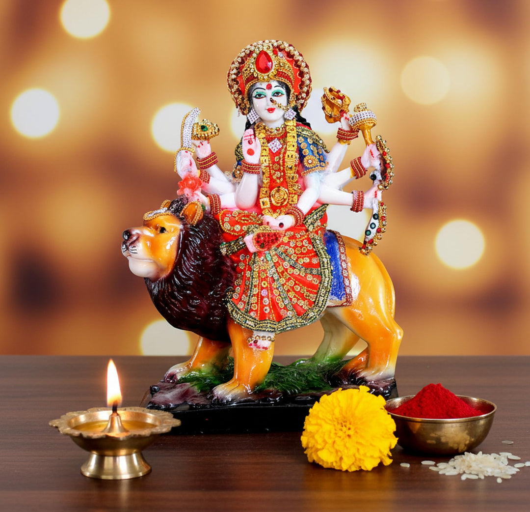eSplanade Resin Maa Durga MATA Rani Sherawali Murti Idol Statue Sculpture (1561AJ), 1561AJ