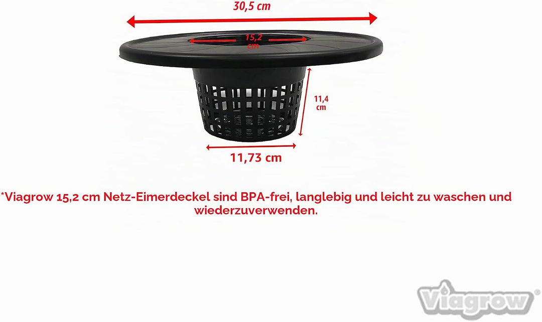 Viagrow 15,2 cm breiter Deckel für Eimerkorb, 15,2 cm breit, 6 Stück, DWC-Eimer-Netztöpfe 6 in. Lid
