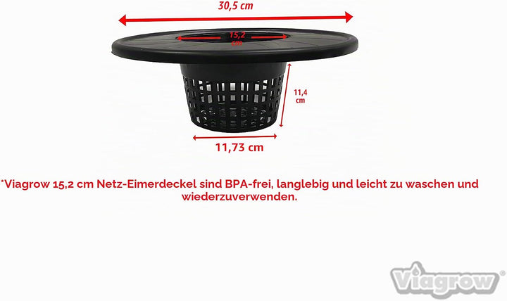 Viagrow 15,2 cm breiter Deckel für Eimerkorb, 15,2 cm breit, 6 Stück, DWC-Eimer-Netztöpfe 6 in. Lid