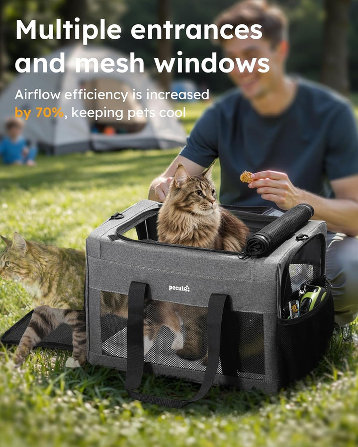 pecute Katzentasche Transporttasche Stabiler Halt Haustier Tragetasche, Transportbox Katze Leicht, F