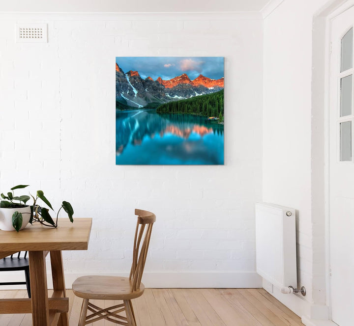 Paul Sinus Art Leinwandbilder | Bilder Leinwand 90x90cm Moraine See im Banff-Nationalpark – Kanada,