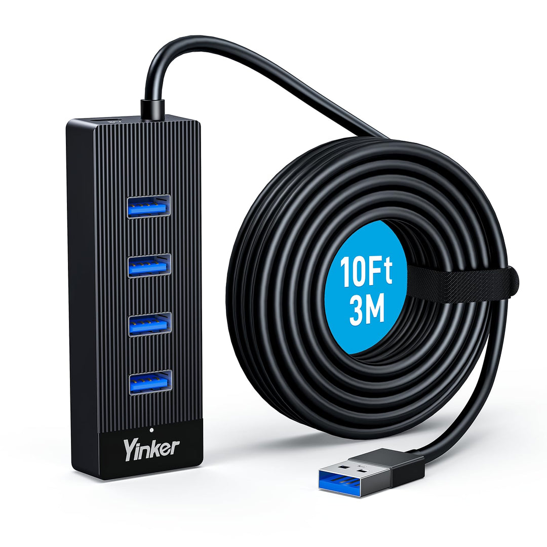 3m USB 3.0 Hub 4 Port 5Gbps Geschwindigkeit & 5V USB-C Stromversorgung – USB Hub Splitter für Büro,