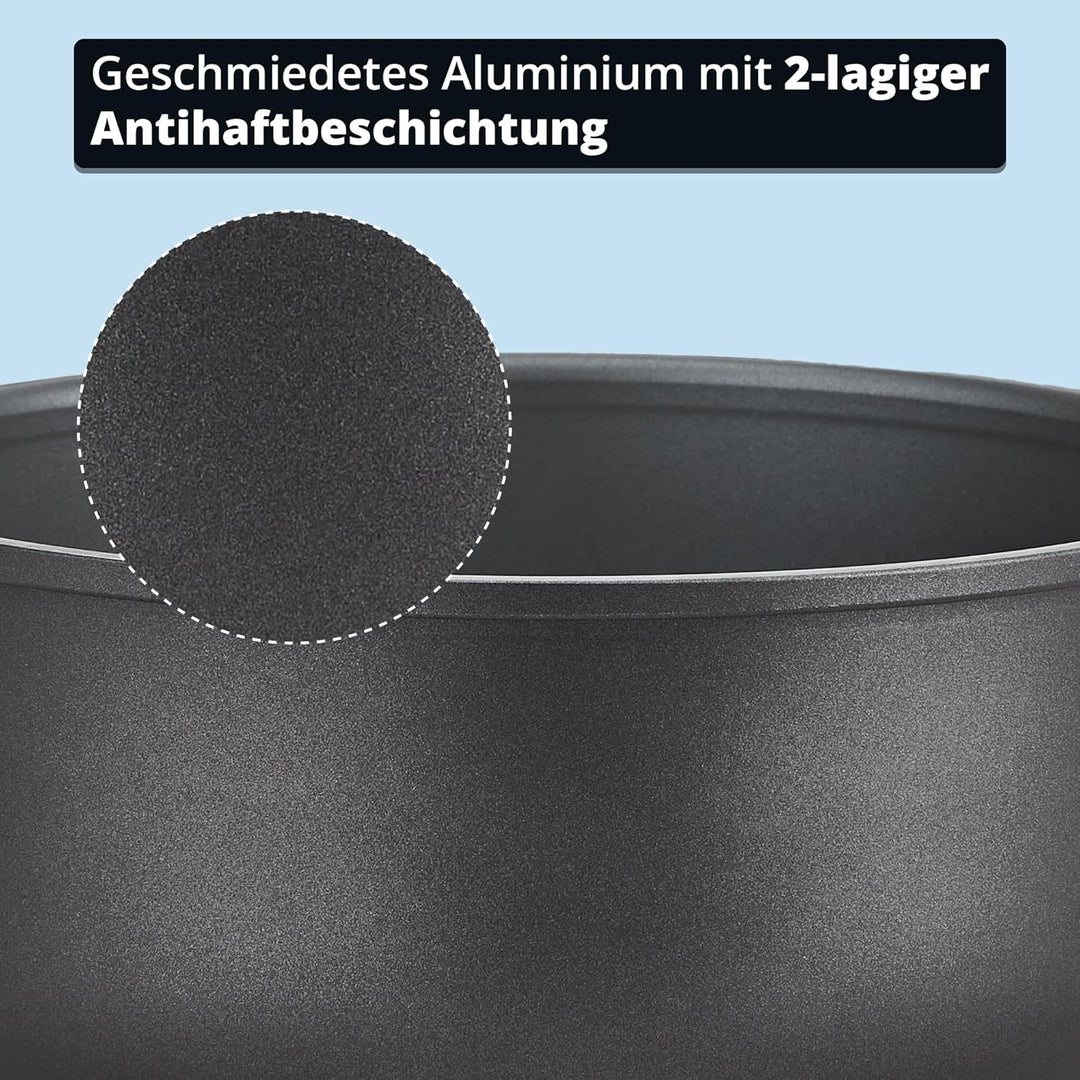 KHG Topf- und Pfannenset 5-teilig Induktion Antihaftbeschichtung Spülmaschinengeeignet - geschmiedet