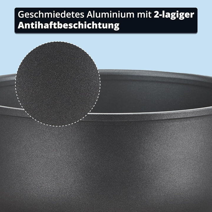 KHG Topf- und Pfannenset 5-teilig Induktion Antihaftbeschichtung Spülmaschinengeeignet - geschmiedet