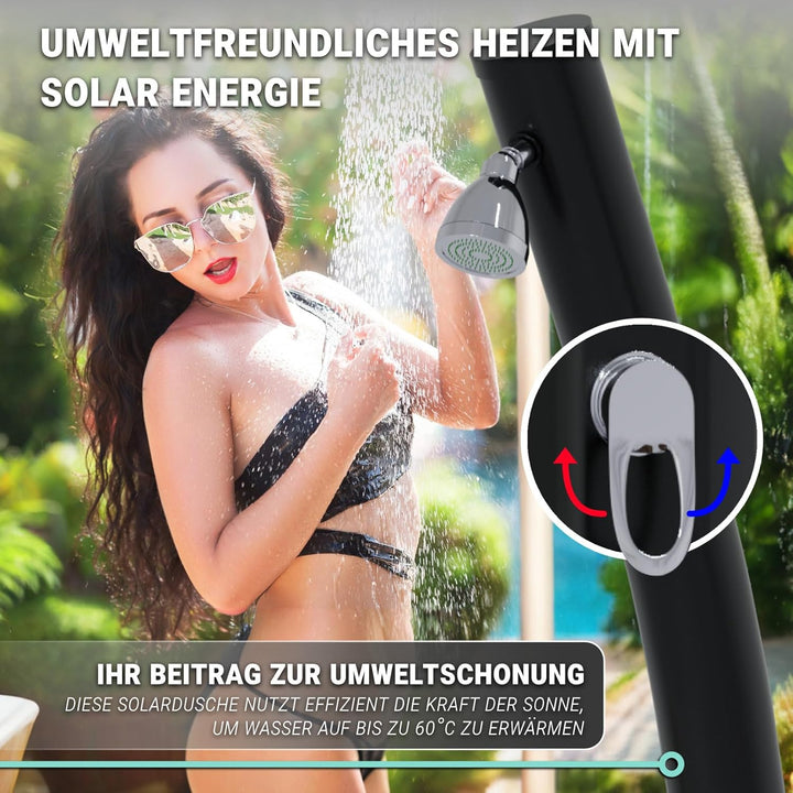 HAGO Solardusche | 20L | rund | gebogen | Schwarz | Pooldusche | Campingdusche | Gartendusche | Outd