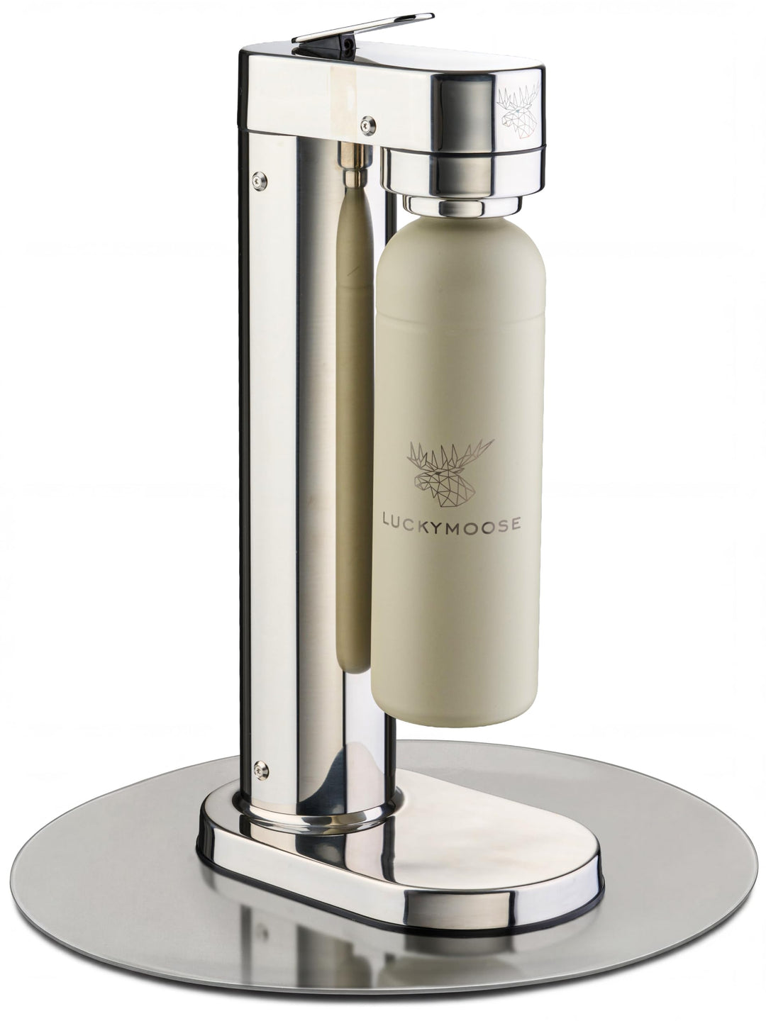 Luckymoose Infinity-S Wassersprudler aus hochwertigem Edelstahl (Silver/Sand) – inkl. 2x 1,25L Edels