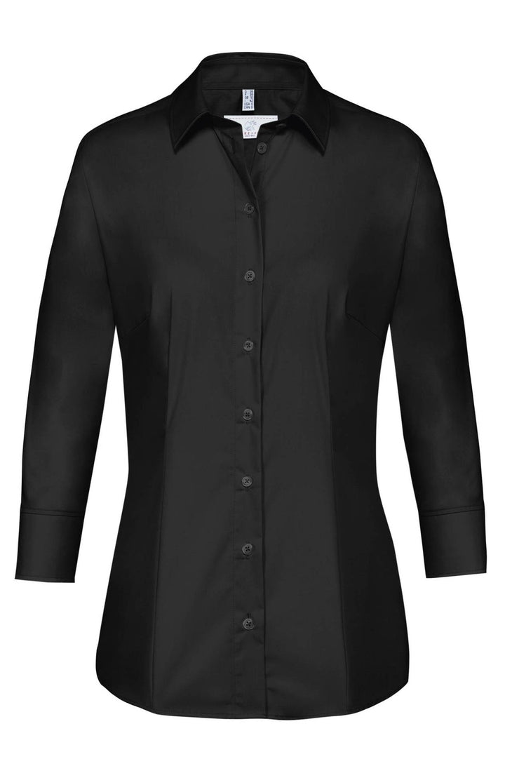 Greiff Corporate Bluse Basic Damen 3/4 Kent Regular-Fit 32 Schwarz, 32 Schwarz