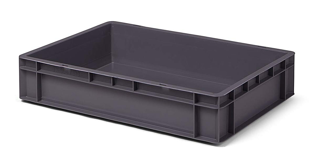 4 Stk. Transport-Stapelkasten TK612-0, grau, 600x400x120 mm (LxBxH), aus PP, Volumen: 22 Liter, Trag